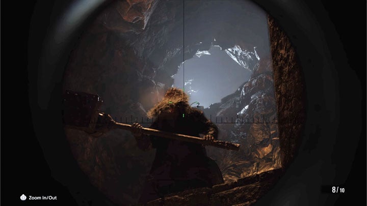 Some time will pass between Urias appearing on the upper rock ledges and him jumping into the arena - Resident Evil Village: Urias - hammer boss from the Stronghold, how to defeat? - Bosses - Resident Evil Village Guide