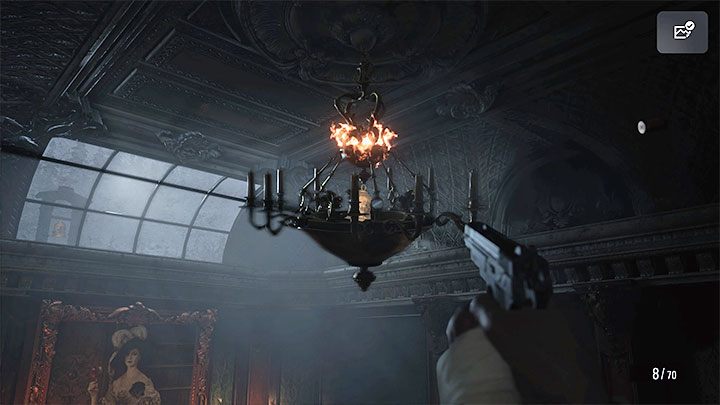 The fourth bell forces you to use a small staircase in the room - Resident Evil Village: Castles Courtyard - walkthrough - Dimitrescu Castle - Resident Evil Village Guide