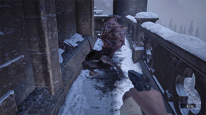 Alternatively, you can try to run to the other end of the roof or attack monsters with your pistol/gun after they fly up to Ethan - Resident Evil Village: Castles Courtyard - walkthrough - Dimitrescu Castle - Resident Evil Village Guide