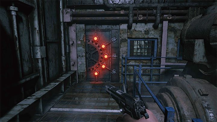 Ultimately, you must reach the door showcased in the picture - Resident Evil Village: Exploring floor B4 - walkthrough - Factory - Resident Evil Village Guide