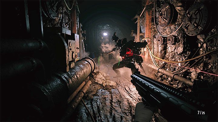 When fighting the Jet Soldats, aim at the reactors on their chests, of course - Resident Evil Village: Exploring floor B3 - walkthrough - Factory - Resident Evil Village Guide