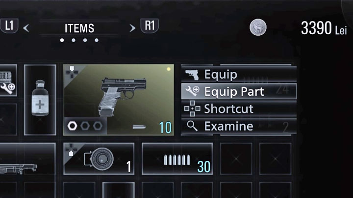 After getting each modification, open your inventory, select the weapon it matches, and select Equip Part to install it - Resident Evil Village: Trophies/Achievements list - Appendix - Resident Evil Village Guide