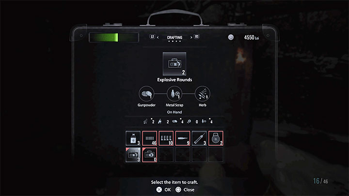 Crafting is available from the beginning of the game, but you cannot use 100% of its options right away - Resident Evil Village: Crafting - Basics - Resident Evil Village Guide