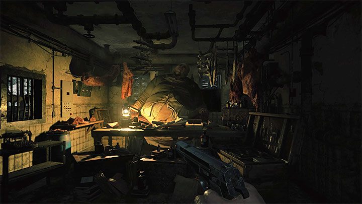 Moreau will inform you that from now on, you'll have to avoid being devoured by a giant fish swimming in the reservoir - Resident Evil Village: Going through the reservoir, avoiding the fish - walkthrough - Fortress - Resident Evil Village Guide