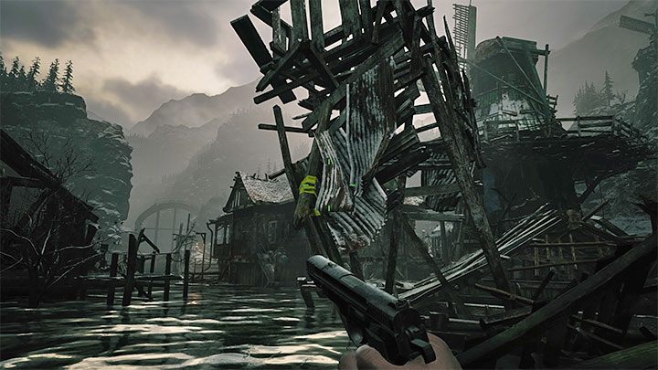 Keep moving forward and remember that you don't have to rush anywhere if you are standing on a stable object - Resident Evil Village: Going through the reservoir, avoiding the fish - walkthrough - Fortress - Resident Evil Village Guide