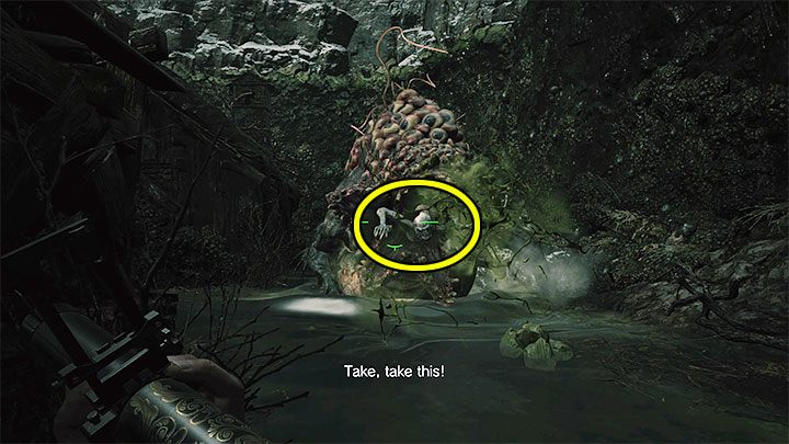 Similarly to the earlier fight with Lady Dimitrescu, look for opportunities to attack the upper part of Moreau's torso which protrudes from his body - Resident Evil Village: Fighting Moreau and leaving the reservoir - walkthrough - Fortress - Resident Evil Village Guide