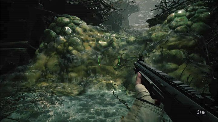 Moreau's attack brings one additional impediment - new obstacles similar to the one in the image above will appear in the fight arena - Resident Evil Village: Fighting Moreau and leaving the reservoir - walkthrough - Fortress - Resident Evil Village Guide