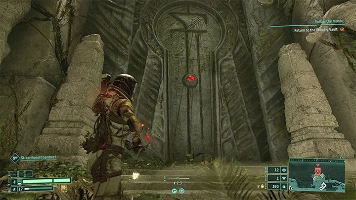 The fight against Hyperion occurs near the end of the exploration of the fourth biome on the planet Atropos known as the Echoing Ruins - Return: Hyperion - boss, how to defeat? - Bosses - Returnal Guide