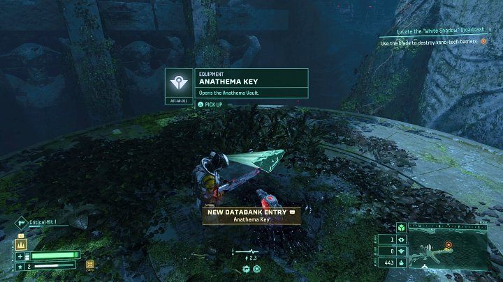 The Anathema Key lies in a very distinctive place near the statue representing an alien being – you can safely approach it, scan it, and then snatch the key - Returnal: Anathema Vault - how to open? - Campaign - Returnal Guide