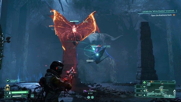 After collecting it, several flying enemies will appear in the area of this small location – you can fight them or simply retreat - Returnal: Anathema Vault - how to open? - Campaign - Returnal Guide