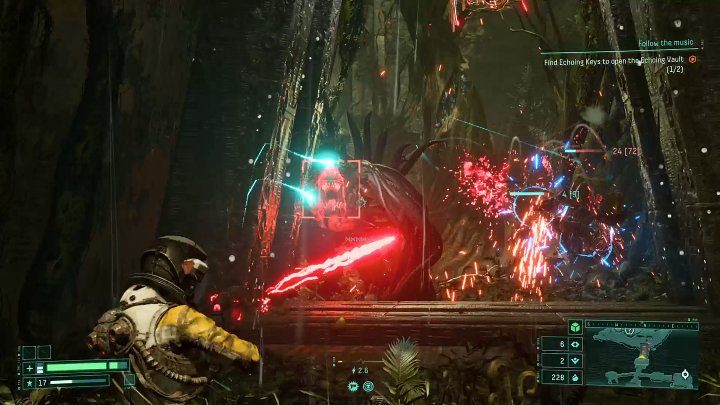 The other dangerous enemy you may encounter exploring the Echoing Ruins is a four-legged creature you may remember from the Overgrown Ruins, the first biome - Returnal: Echoing Ruins – biom - Biomes - Returnal Guide