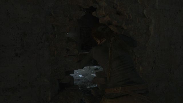 Leave the room through the same hole that you used to enter here - Rise of the Tomb Raider: Create an exit, walkthrough - Unexpected Discovery - Rise of the Tomb Raider Guide