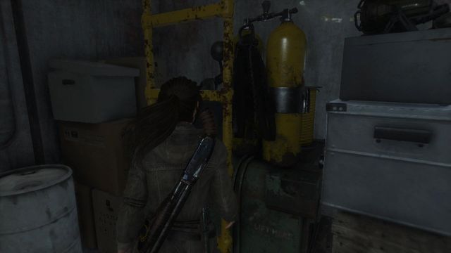 Inside, you can take a look around, but you can climb to the higher level over another ladder in one of the rooms - Search the facility | Tracking Down Trinity - Tracking Down Trinity - Rise of the Tomb Raider Game Guide & Walkthrough