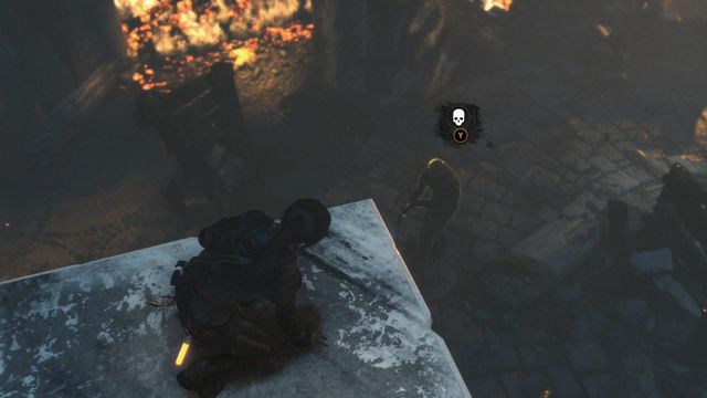 As soon as Konstantin appears, try to disappear from his sight and climb the column, from which you have just been eliminating the Deathless - Fight your way to the Chamber of Souls | The Divine Source - The Divine Source - Rise of the Tomb Raider Game Guide & Walkthrough