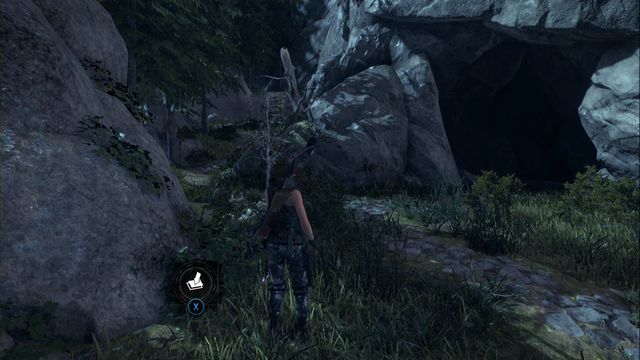 By the rocks, opposite the passage to the Flooded Archives - Rise of the Tomb Raider: Survival caches, Geothermal Valley secrets, map - Geothermal Valley - Rise of the Tomb Raider Guide