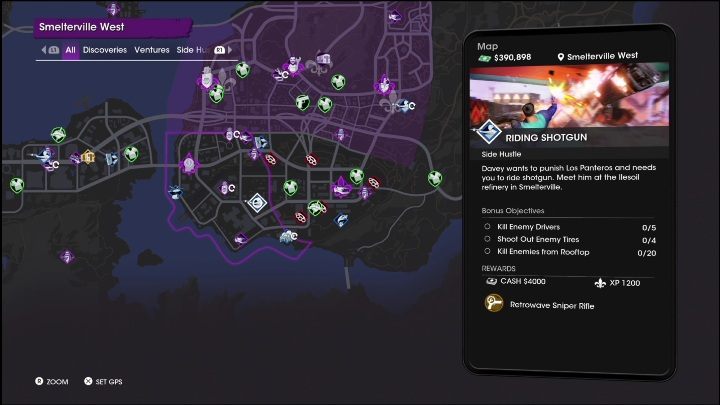 Rewards for completing the Riding Shotgun side activity - Saints Row 2022: Side Hustles (Smelterville West) - list and description of activity - Smelterville West - Saints Row Guide, Walkthrough