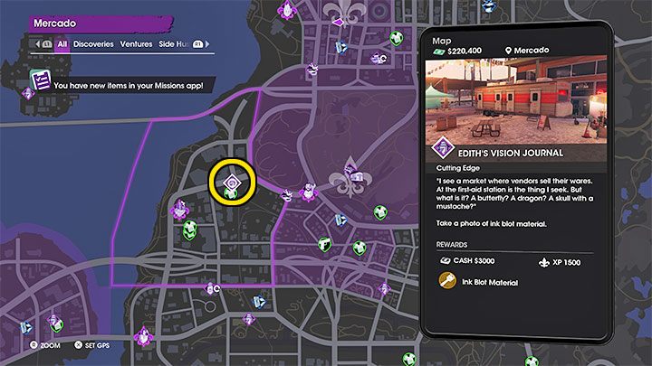 This secret is related to Ink Blot Material - Saints Row: Cutting Edge - venture description, Ediths collectibles - Ventures - Saints Row Guide, Walkthrough