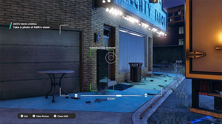 The object you are looking for is next to one of the buildings, under the blue Naughty Tarot sign - Saints Row: Cutting Edge - venture description, Ediths collectibles - Ventures - Saints Row Guide, Walkthrough