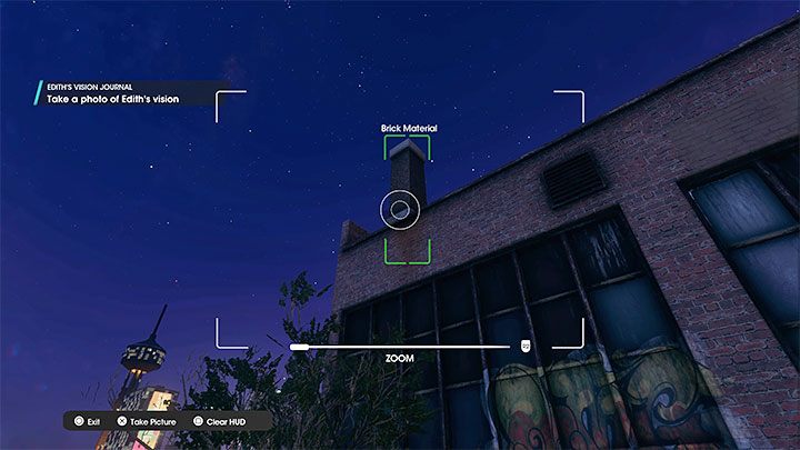 After reaching the destination, you have to photograph a brick chimney on the roof of one of the buildings - Saints Row: Cutting Edge - venture description, Ediths collectibles - Ventures - Saints Row Guide, Walkthrough