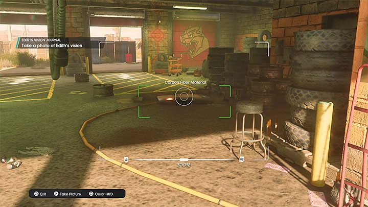 After reaching your destination you must enter the Buffalow Riders car repair shop and take a photo of the object on the floor - Saints Row: Cutting Edge - venture description, Ediths collectibles - Ventures - Saints Row Guide, Walkthrough