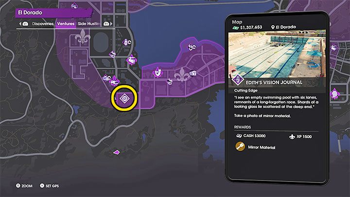 This secret is related to Mirror Material - Saints Row: Cutting Edge - venture description, Ediths collectibles - Ventures - Saints Row Guide, Walkthrough