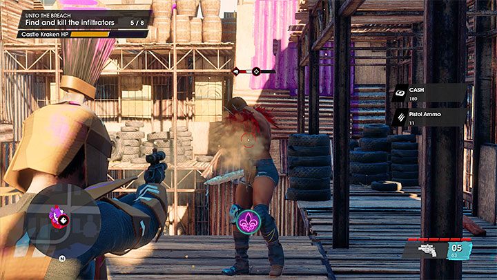 It's time for a more difficult objective - you must eliminate eight infiltrators before they can destroy the castle, that is, before the energy bar in the upper-left corner of the screen empties - Saints Row 2022: Unto the Breach - walkthrough - Walkthrough - Saints Row Guide, Walkthrough