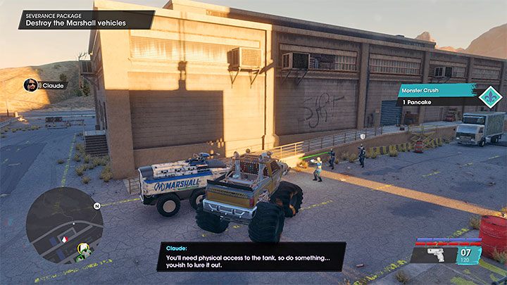 Steal one of the monster trucks, as it will come in handy very shortly - Saints Row 2022: Severance Package - walkthrough - Walkthrough - Saints Row Guide, Walkthrough