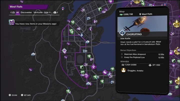 Rewards for completing the Choplifting side activity - Saints Row 2022: Side Hustles (West Flats) - list and descriptions of activities - West Flats - Saints Row Guide, Walkthrough