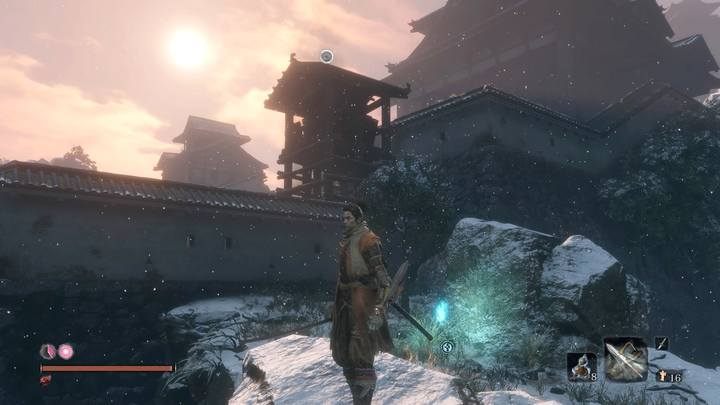 When escape, after passing through the cave, you will see the fortress - Ashina Outskirts | Sekiro Shadows Die Twice Walkthrough - Main story - Sekiro Guide and Walkthrough