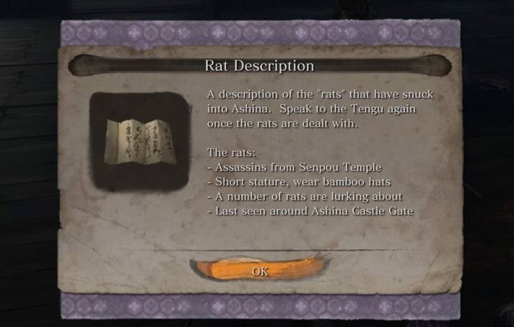Quest description - Ashina Outskirts | Sekiro Shadows Die Twice Walkthrough - Main story - Sekiro Guide and Walkthrough