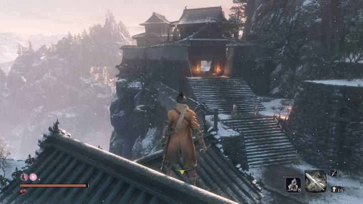 The path to the castle you can safely overcome by jumping on the roofs and walls; however, this is not required. - Ashina Outskirts | Sekiro Shadows Die Twice Walkthrough - Main story - Sekiro Guide and Walkthrough
