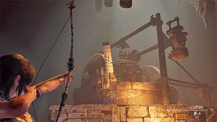 Go back to the upper part of the room and find a new lever with ropes (the picture above) - Exploration of the Belly and Head of the Serpent - The Hidden City - The Hidden City - Shadow of the Tomb Raider Game Guide