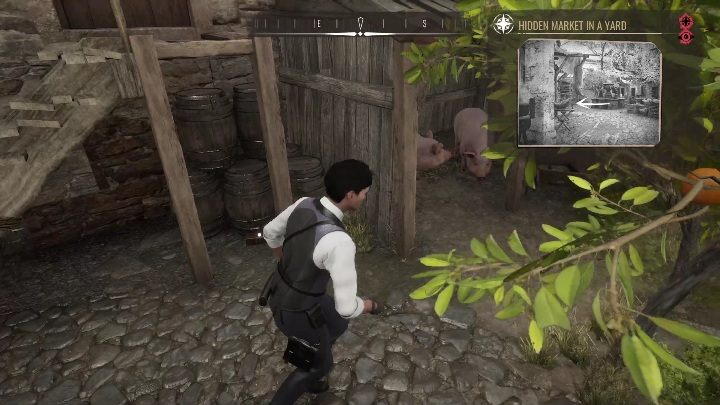Exact location: The final collectible is between the buildings near the pigs - Sherlock Holmes Chapter One: Treasures - list of all - Secrets & Collectibles - Sherlock Holmes Chapter One Guide