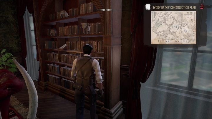 At the end, you need to examine two more bookshelves - Sherlock Holmes Chapter One: Gilded Cage, Gilden Residence - walkthrough - A gold-plated cage - Sherlock Holmes Chapter One Guide