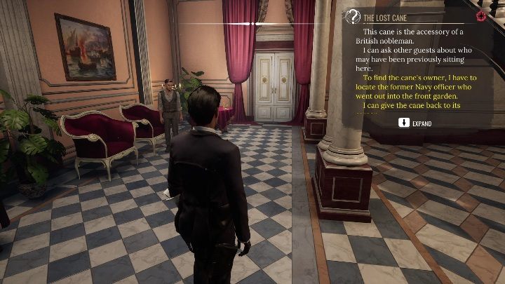 Once you find out who owns the cane, you can go to the seance room - Sherlock Holmes Chapter One: A Mothers Love, hotel - walkthrough - Motherly love (beginning) - Sherlock Holmes Chapter One Guide