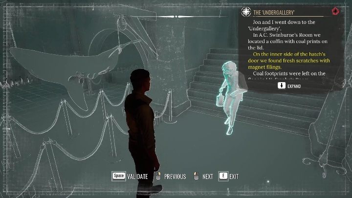 Finally, approach the stairs - Sherlock Holmes Chapter One: The Muse From Abroad, Art Gallery - walkthrough - Muse from abroad - Sherlock Holmes Chapter One Guide