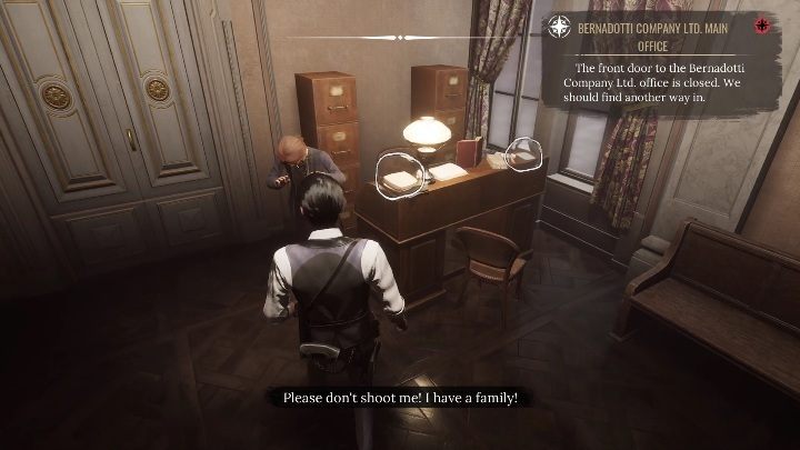 After checking things in a small room, it's time to change the task in the casebook and move on - Sherlock Holmes Chapter One: The Muse from Abroad, Norton and Bernadotti - walkthrough, solution - The Muse From Abroad - Sherlock Holmes Chapter One Guide