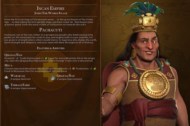 Inca הוא כוח כלכלי אפילו מוקדם במשחק - ציוויליזציה 6: אינקה (סערת התכנסות) - פאצ'וטי, תיאור אומה, טיפים - איסוף סערה הוספה מדינות - מדריך המשחקים של סיד מאיירס VI