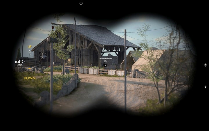 Die Kamera ist in der Scheune – Zerstörung der Kameras |  Mission 1 Insel San Celini in Sniper Elite 4 – Mission 1: Insel San Celini – Spielanleitung für Sniper Elite 4