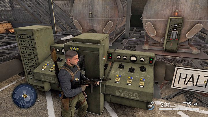 Werfen Sie im neuen Raum einen Blick auf den Überlastungshebel des Systems und die beiden seitlichen Truhen – Sniper Elite 5: Zerstörung der U-Boote und des Kraken (Mission 8) – Komplettlösung – Mission 8 – Trümmer und Ruinen – Sniper Elite 5-Leitfaden, Komplettlösung