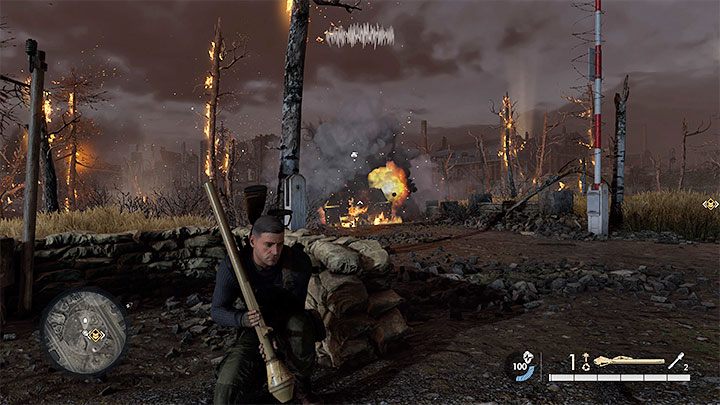 The park is patrolled by a tank - Sniper Elite 5: Infiltrating the U-boot base (Mission 8) - walkthrough - Mission 8 - Rubble and ruins - Sniper Elite 5 Guide, Walkthrough