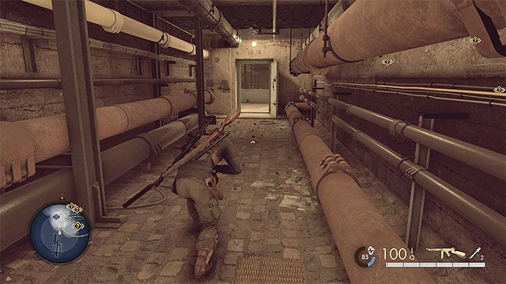 The passage through the sewers is largely linear and there are no enemies in the area - Sniper Elite 5: Infiltrating the U-boot base (Mission 8) - walkthrough - Mission 8 - Rubble and ruins - Sniper Elite 5 Guide, Walkthrough