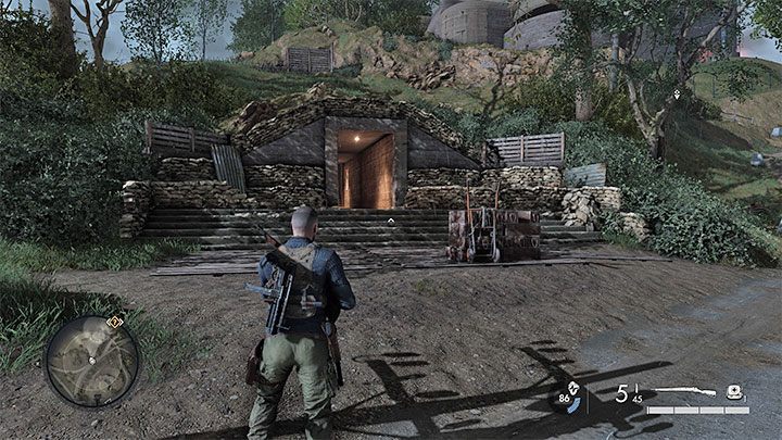 The entrance to the tunnel is shown in the screenshots above - watch out for a machine gun emplacement in the area which should be taken care of first or at least distracted - Sniper Elite 5: Neutralize Radar (Mission 1) - walkthrough - Mission 1 - Atlantic Wall - Sniper Elite 5 Guide, Walkthrough