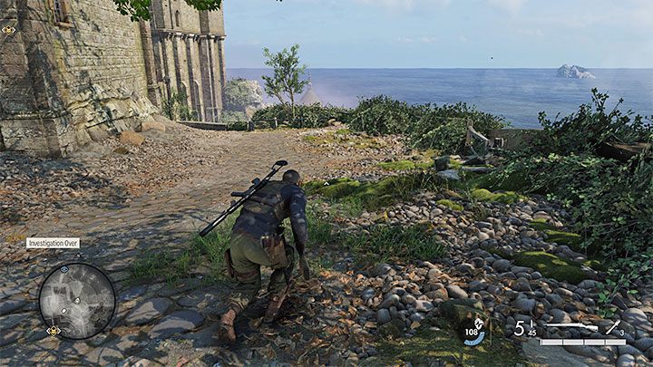 If you want to leave the map only after completing side activities, it is best to use the path next to the monastery courtyard (north-east of the map) - Sniper Elite 5: Evacuation (mission 3) - walkthrough - Mission 3 - Spy Academy - Sniper Elite 5 Guide, Walkthrough