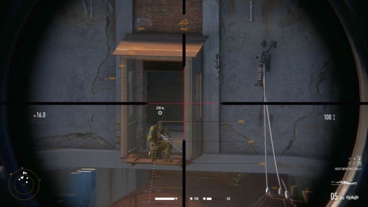 A dotted line representing the effect of wind on the bullets trajectory. - Shooting - Basics - Sniper Ghost Warrior Contracts Guide