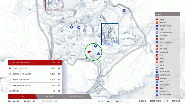 Green indicates the area where you will encounter Ivan Yashin. - Altai Mountains | Sniper Ghost Warrior Contracts Walkthrough - Walkthrough - Sniper Ghost Warrior Contracts Guide