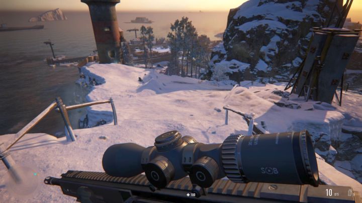 Pay attention to the lighthouse in the distance-you will soon go there. - Kolchak Harbor | Sniper Ghost Warrior Contracts Walkthrough - Walkthrough - Sniper Ghost Warrior Contracts Guide