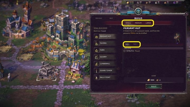 In order to construct a building, you have to choose a suitable empty square in the settlement - Songs of Conquest: Building and developing settlements - Basics - Songs of Conquest game guide