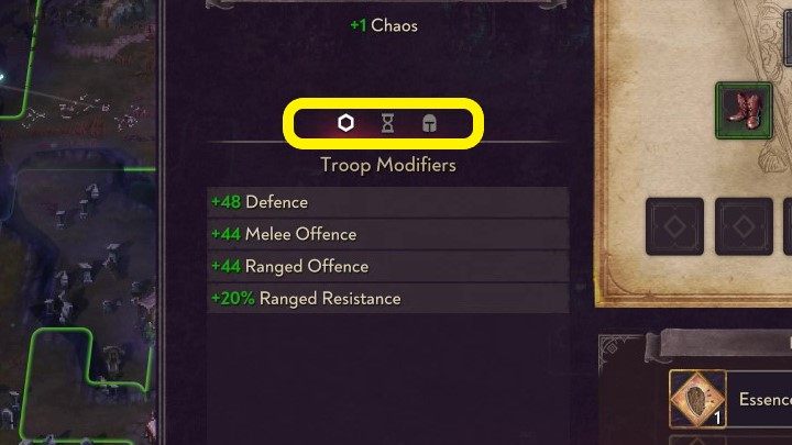 In the lower-left corner there are some tabs showing the bonuses your troops are getting - Songs of Conquest: Wielders and spells - Military - Songs of Conquest game guide