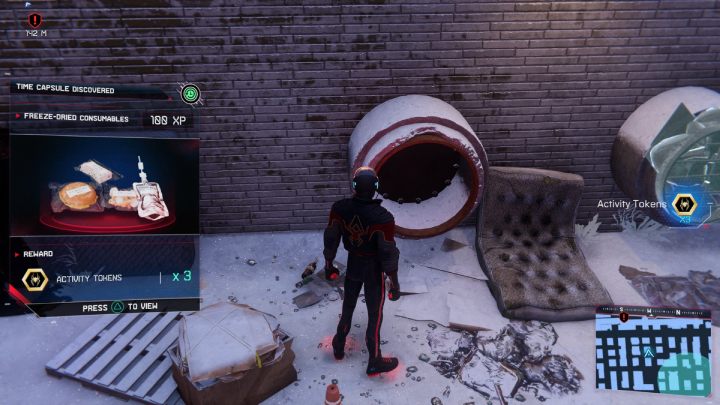 In this district you will find 2 time capsules - Spider-Man Miles Morales: Hells Kitchen - map, collectibles and locations - World Atlas - Spider-Man Miles Morales Guide